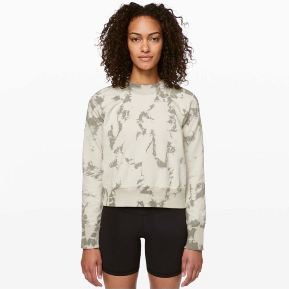 lululemon athletica Cream & Olive Tie-Dye Crew Sweatshirt
